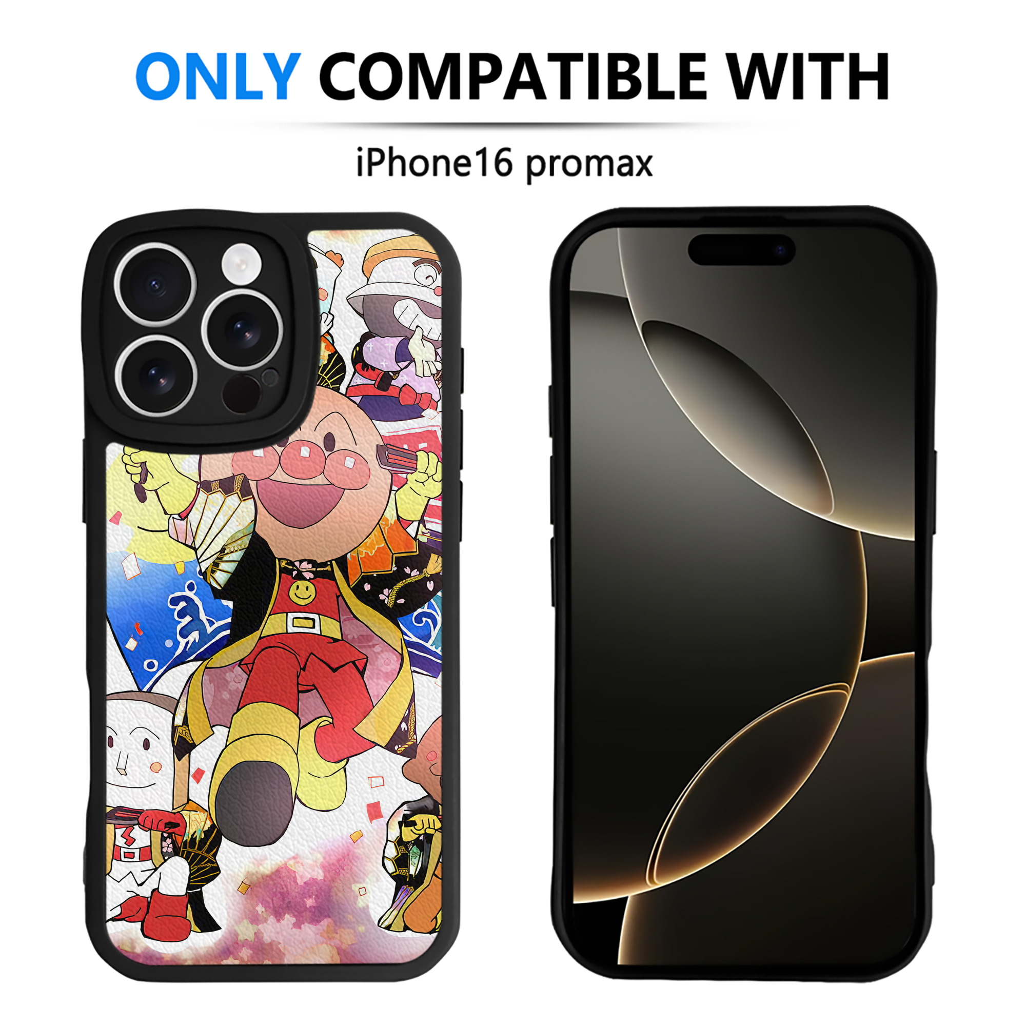 （画像用） アンパンマン Anpanman 【iPhone 16シリーズ対応】シリコンスマホケース（レザー調） 材質：シリコン